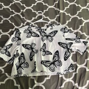 White butterfly croptop